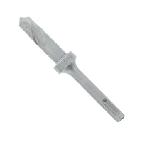 The DIABLO DMAST1050 5/8 in. x 2-1/16 in. SDS-Plus 2-Cutter Carbide-Tipped Stop Bit by Diablo, new and unused, rests on a white background. Silver with a spiral design, it’s ideal for power drills and marked 5/8 for SDS-Plus compatibility.