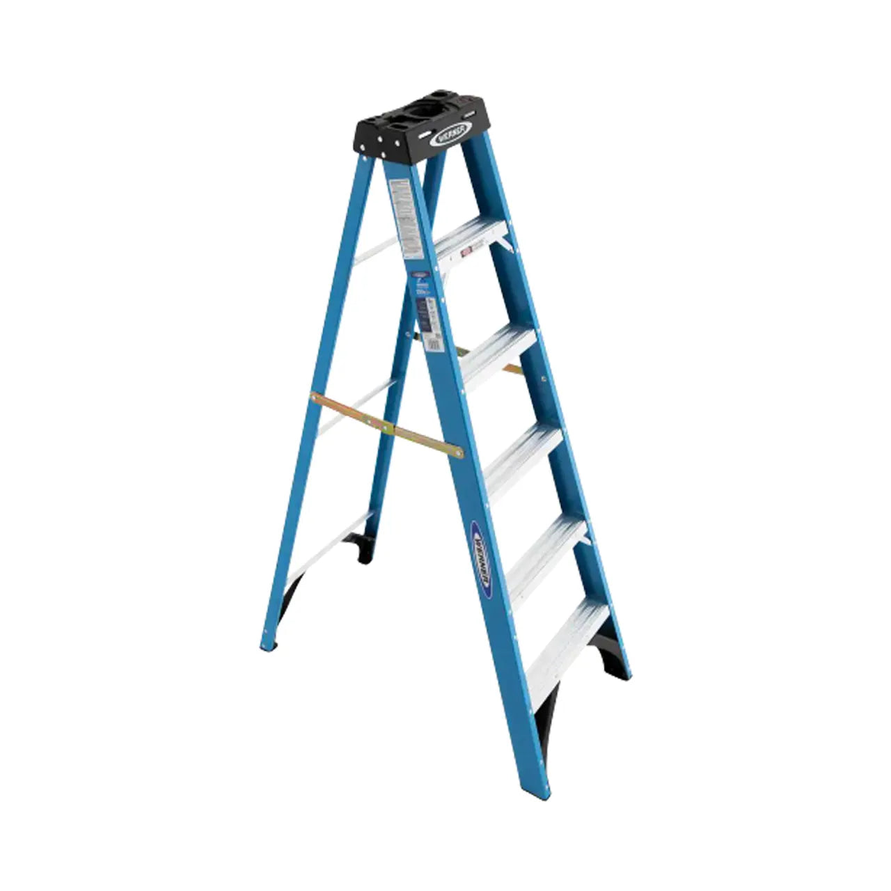 Werner 6 ft. Fiberglass Step Ladder (10 ft. Reach Height) with 250 lbs. Load Capacity Type I Duty Rating