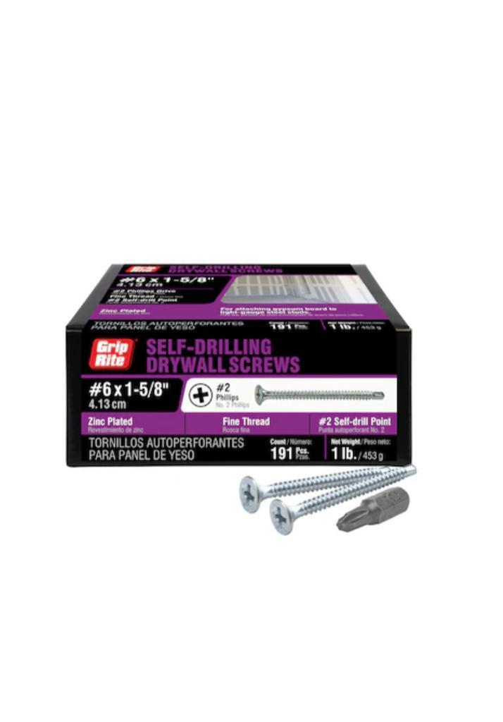 Grip-Rite #6 x 1-5/8-in Self-Drill Fine Thread Drywall Screws 1-lb - Go Build, The Fastest Way To Build