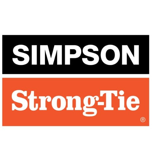 The logo has two stacked rectangles: a black top with SIMPSON in white and an orange bottom with Strong-Tie in white, reflecting the innovative spirit of products like the Titen Turbo 1/4 in. x 1-1/4 in. Flat Head Simpson Concrete Screws, Blue (100-Pack).