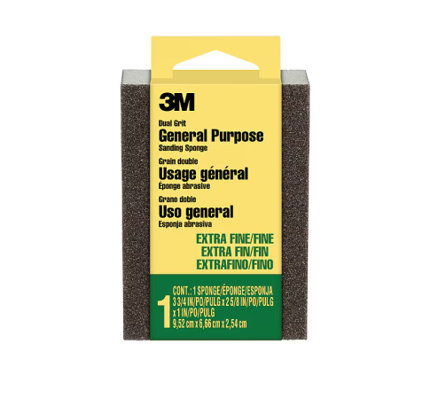 3M 3-3/4 in. x 2-5/8 in. x 1 in. Extra Fine/Fine Dual Grit Sanding Sponge - Go Build, The Fastest Way To Build