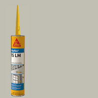 A yellow tube of Sika Sikaflex 15LM Elastomeric Sealant (10.1 oz) with a pointed nozzle, ideal for sealing joints in construction applications, is displayed against a plain gray background.