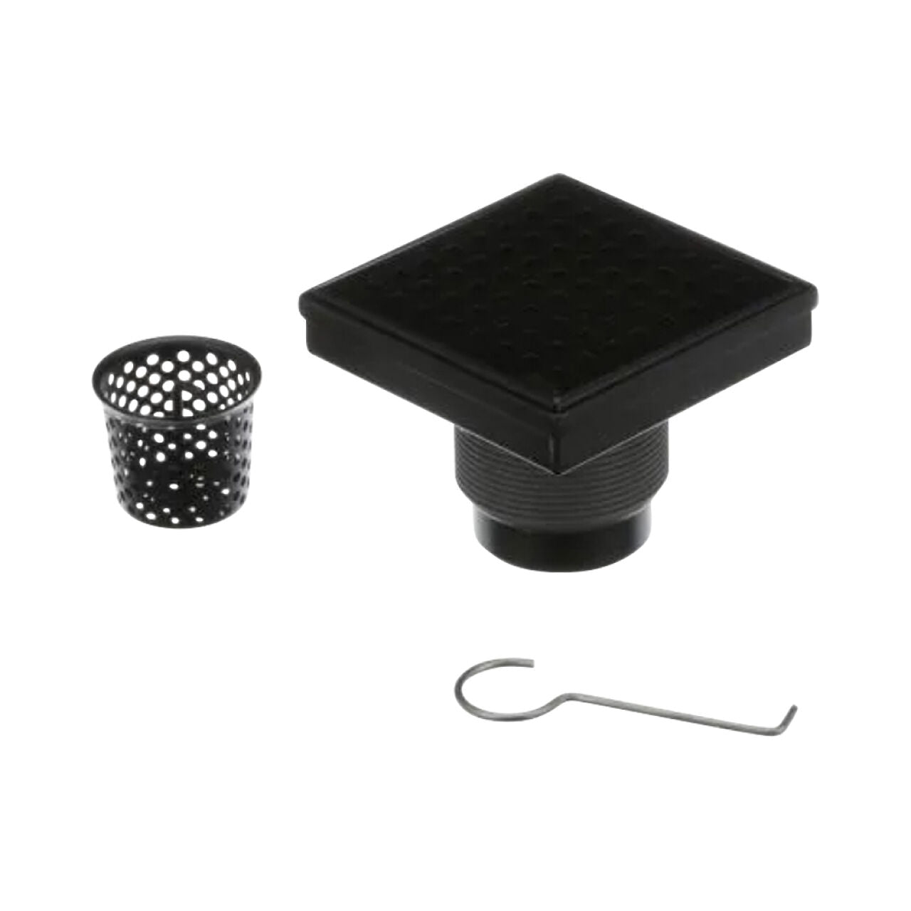 4 in. x 4 in. Designline Stainless Steel Square Shower Drain with Square Pattern Drain Cover - Matte Black