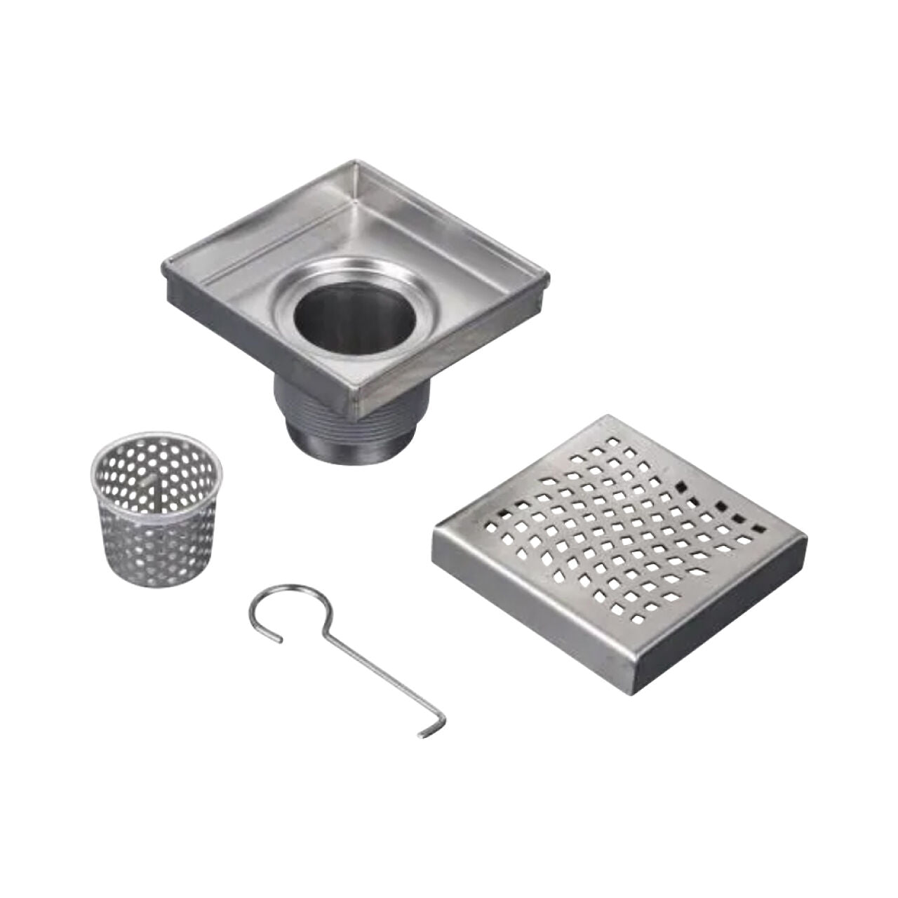 4 in. x 4 in. Designline Stainless Steel Square Shower Drain with Wave Pattern Drain Cover