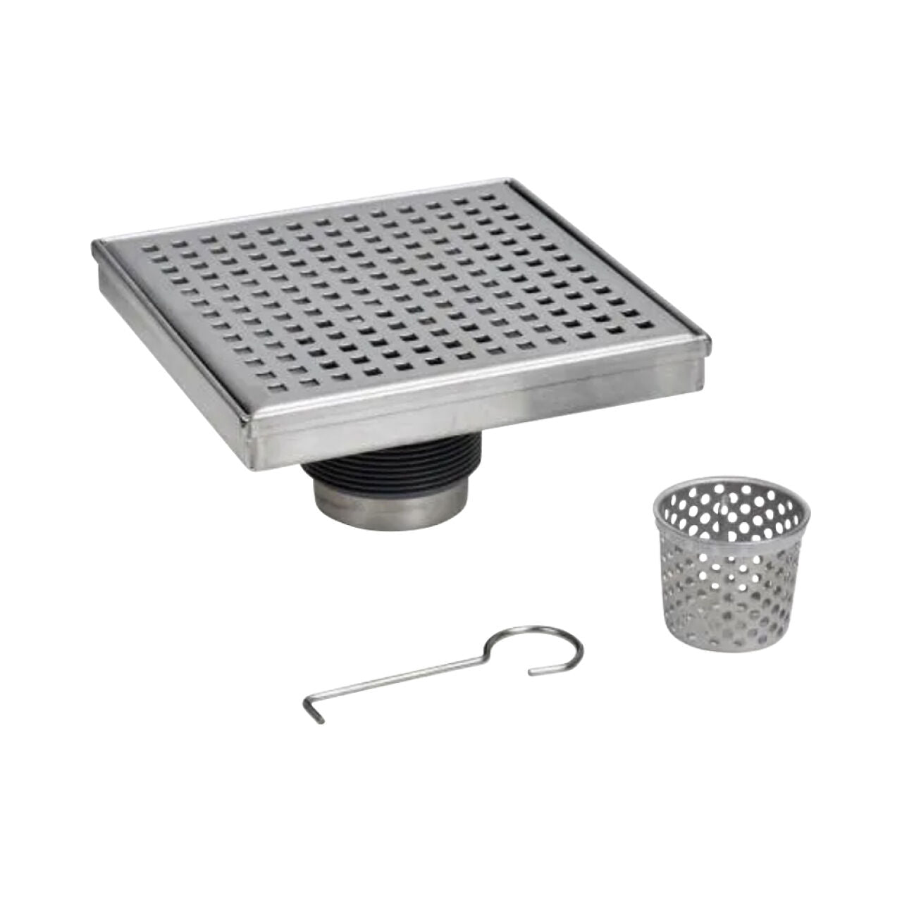 6 in. x 6 in. Designline Stainless Steel Square Shower Drain with Square Pattern Drain Cover