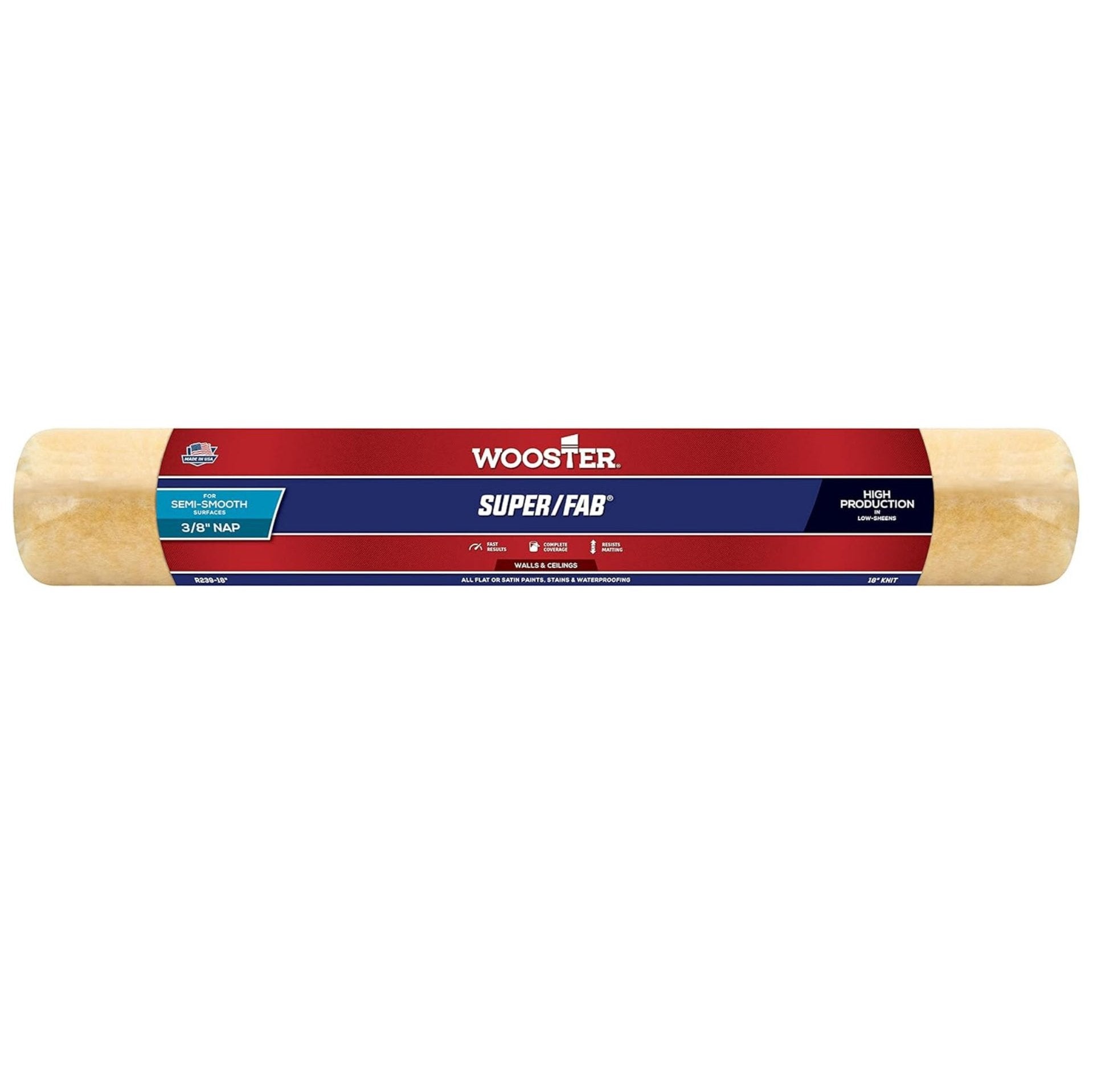 WOOSTER R239-18 Super/Fab 18 in. x 3/8 in. Golden Yellow Knit Paint Roller Cover